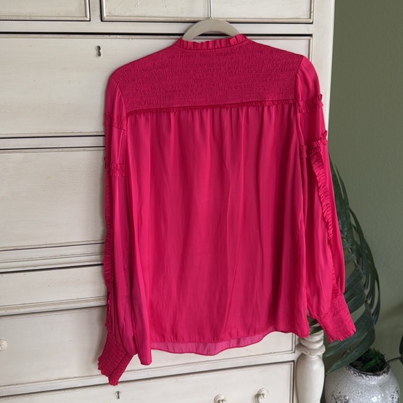 White House Black Market Tie-Neck Ruffle-Sleeve Blouse size M - Picture 4 of 7